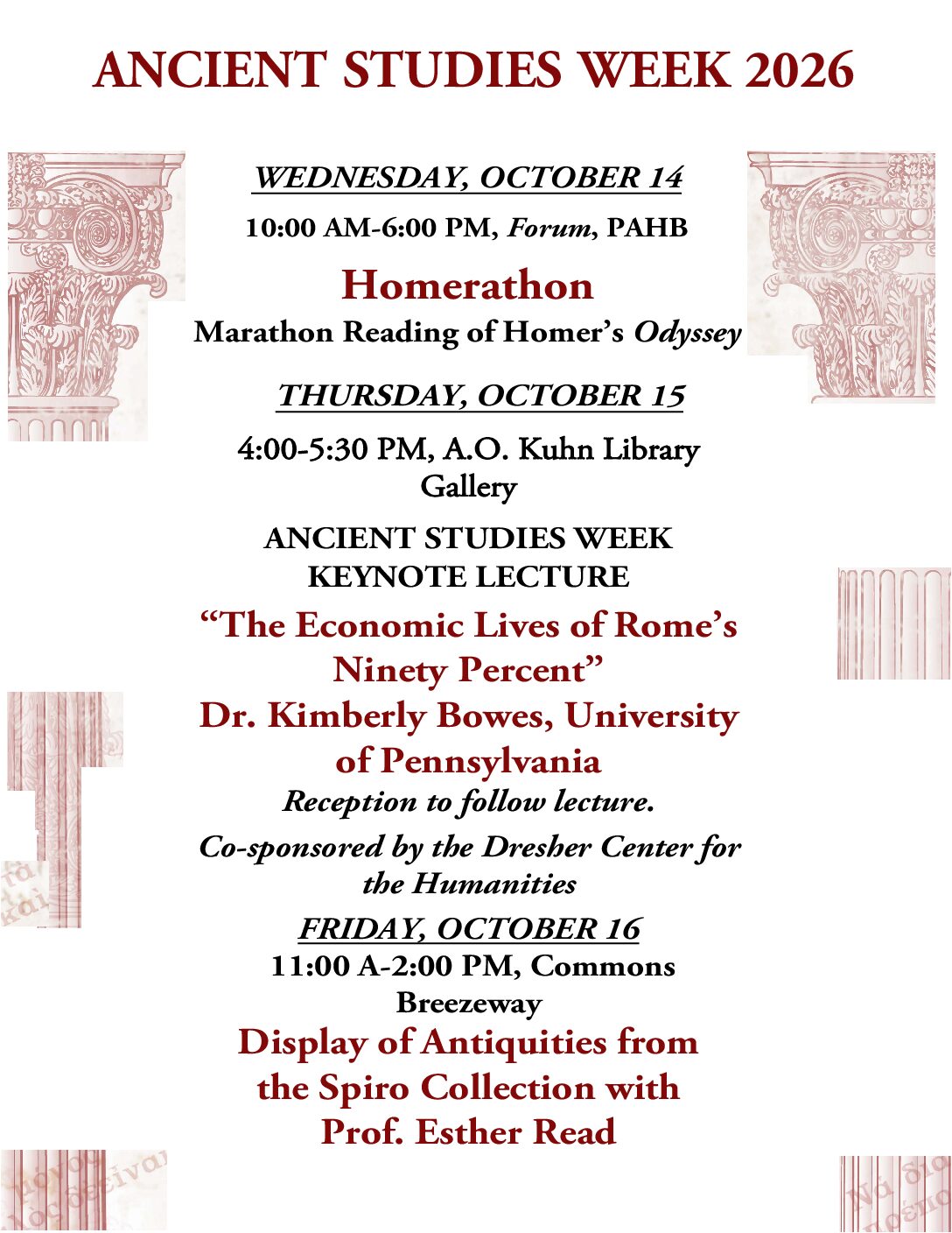 ANCIENT STUDIES WEEK, OCT. 14-16, 2026